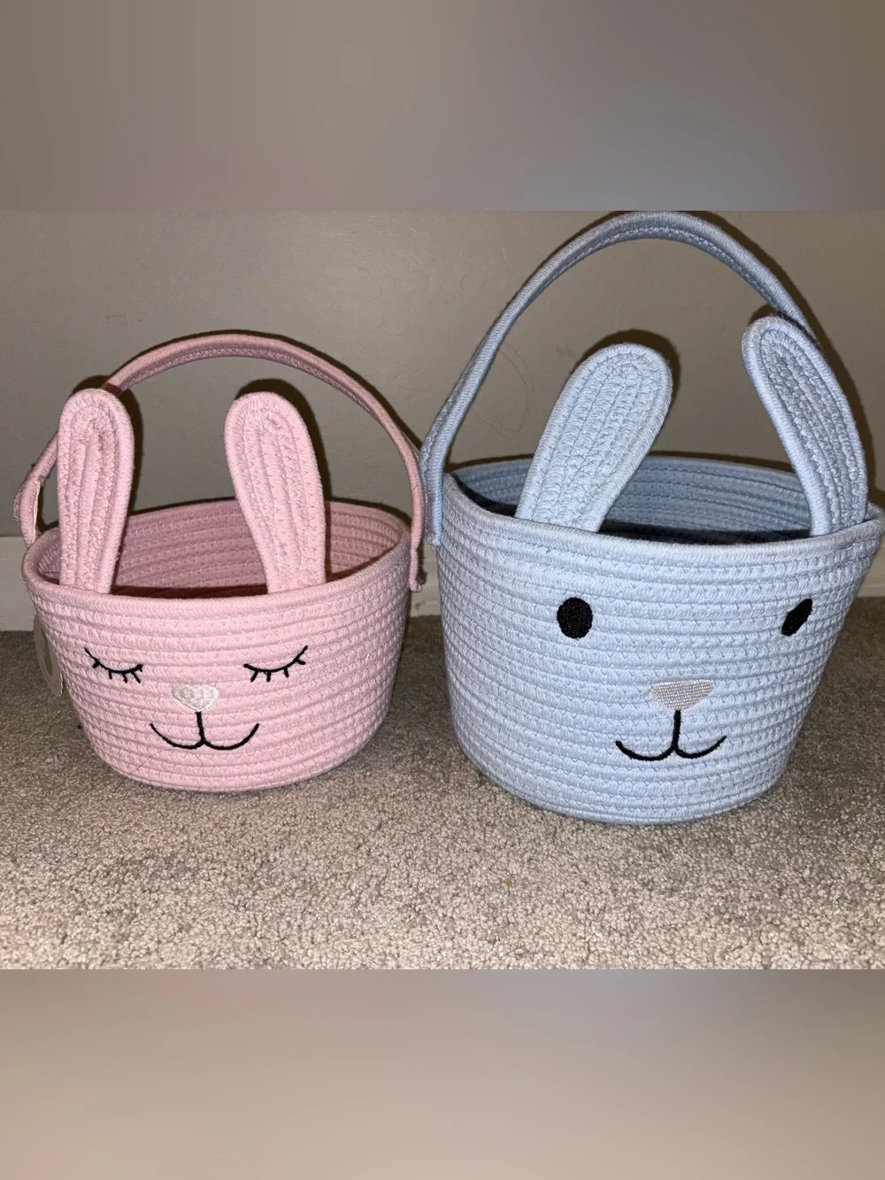 Target Pink & Blue Bunny Easter Baskets with Pastel Plastic Eggs and Toys